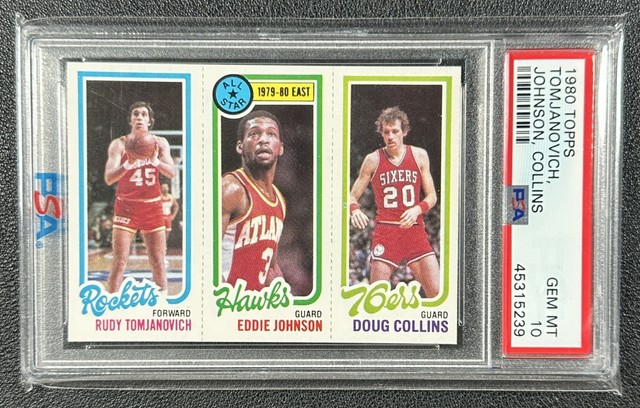 POP16 RUDY TOMJANOVICH EDDIE JOHNSON DOUG COLLINS PSA 10 1980 TOPPS ALL-STAR 239