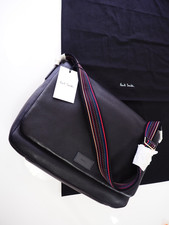 Image of Paul Smith Black Leather Laptop Messenger Bag City Webbing Crossbody NWT