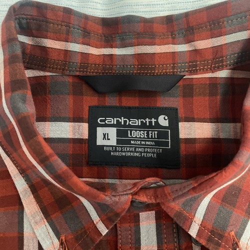 Camicia Carhartt Loose Fit Manica Corta Flanella Rossa XL Abbigliamento da Lavoro Medio - Foto 4 di 8
