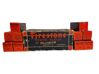 Vintage 40s Firestone Spark Plugs F-80 Box Lot 1941 Automotive Gas Oil USA