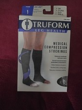 New Truform Firm 20-30 mmHg 3xl Black Medical Compression Stockings Open Toe