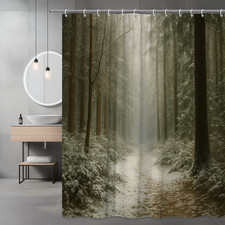 Winter Forest Shower Curtain - Snowy Tree Landscape Decor