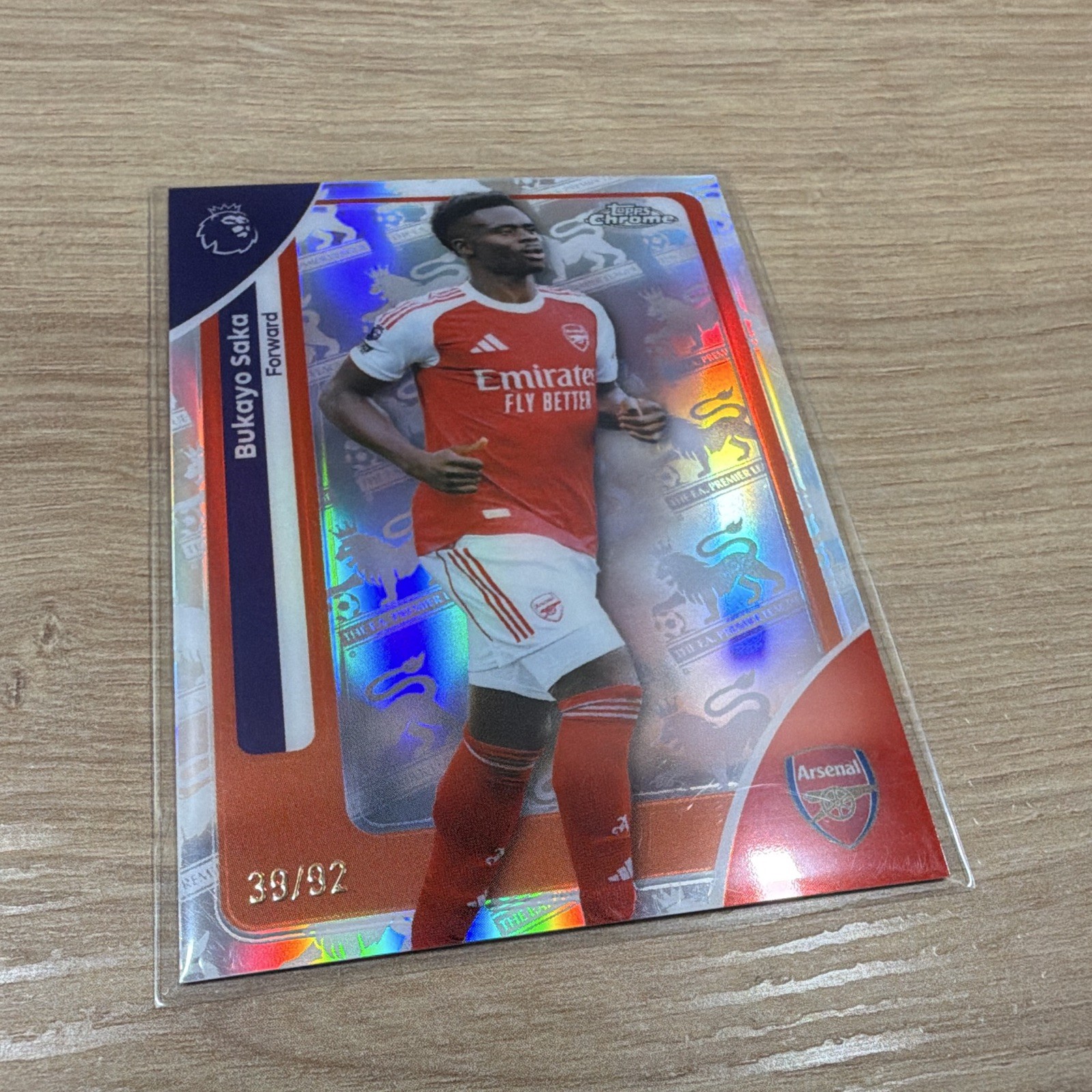 Topps Chrome Premier League 2026 Bukayo Saka Arsenal #13 Parallel 39/92 view 3