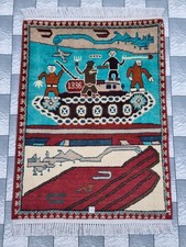 Afghan Handmade Vintag Rug Baluchi Wool With Knotted Beautiful Wall Hanging  Rug