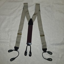Trafalgar Men's Adjustable Black Leather Suspenders Burgundy, Beige, Formal