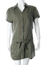 STREET ONE Leinenbluse Damen Bluse Gr. DE 40 khaki Safari-Look
