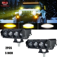 2X 120W 5" LED Cube Work Light Bar Yellow White Driving Fog Spot Pods Offroad 4"