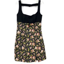 NWT Anthropologie Maeve 0 Square Neck Brocade Mini Dress Black Floral