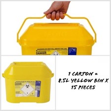 1 Carton (15pieces) Daniels 8.5 Litre Sharpsguard Yellow Sharps Bin DD580YL x15