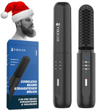 Beard Straightener for Men: Cordless Heated Beard Brush for Men, Electric Hot Co