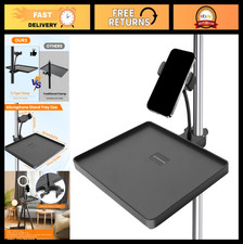 Adjustable Clamp-On Mic Stand Tray with Phone Holder - Heavy-Duty Utility Rack f