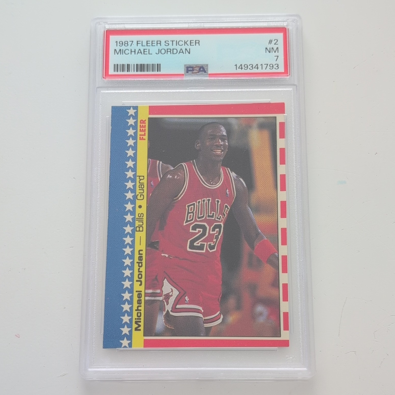 Fleer 1987-88 Michael Jordan Sticker #2 PSA 7 Graded Chicago Bulls