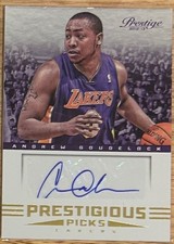 2012-13 ANDREW GOUDELOCK PANINI PRESTIGE PRESTIGIOUS PICKS ROOKIE AUTO CARD. rookie card picture