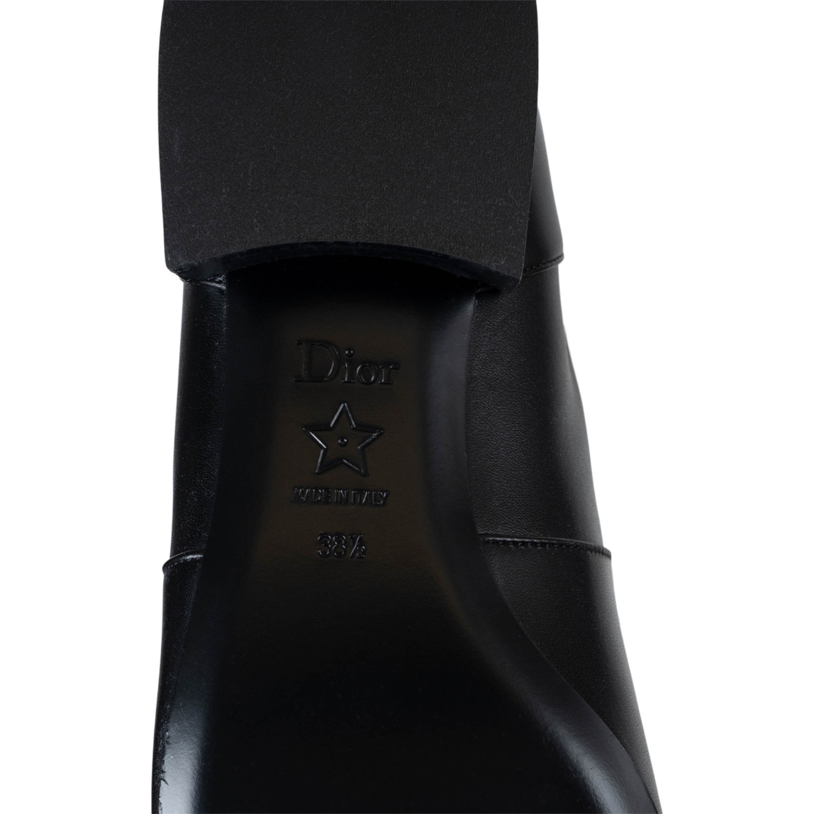 73326 auth CHRISTIAN DIOR black leather 2024 D-TOWN OVERKNEE Boot Shoes 38.5 image 7