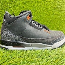 Nike Air Jordan 3 Retro Boys Size 4Y Black Gray Athletic Leather Shoes Sneakers