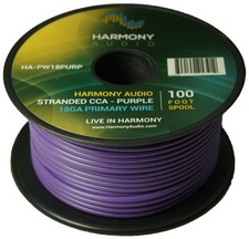 Harmony Car Primary 18 Gauge Power or Ground Wire 100 Feet Spool Purple Cable