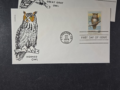 1978 US AMERICAN OWLS FDC Scott# 1760-1763, 1763A, HARRIS Set of 5 - stk#KR11 - Picture 5 of 6