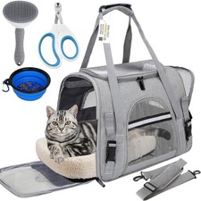 Pet Carrier Bag Airline Approved Up for Cats and Dogs to Large, Grey