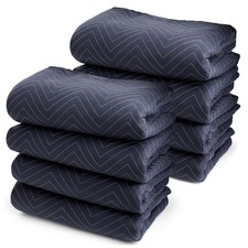 8 Moving Blankets Furniture Pads - Pro Economy - Navy Blue and Black 80" x 72"