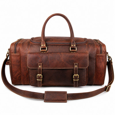 Vintage Leather Duffle Bag 21 Inch Weekender Travel Gym Overnight Bag