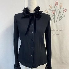 Lace Shirring Ribbon Black Blouse