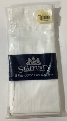 Stafford Men s Handkercheif 6 White Permanent Press Each 16  X 16  NEW Package