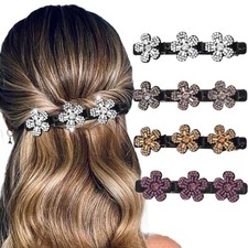 Sparkling Crystal Stone Braided Hair Clips 1 Count Pack of 1 B-flower