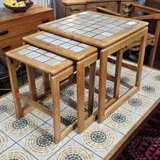 Vintage Teak Tile Top Nesting Tables