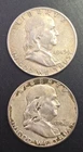 Lot Of 2 Franklin Liberty Bell Half Dollars 90% Silver Lot 1949 1958