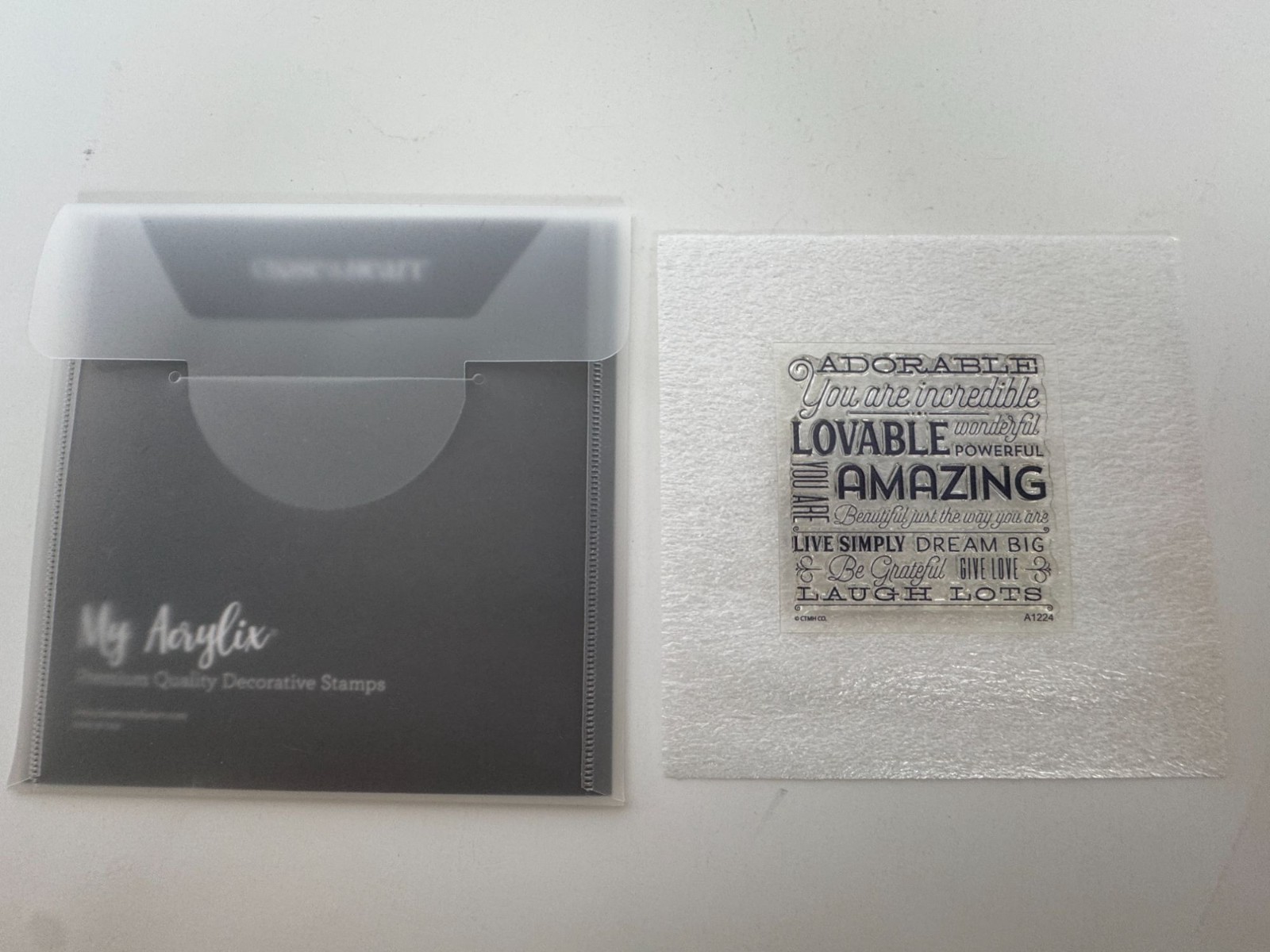 CTMH My Acrylix Acrylic Stamp A1224 Just The Way You Are Words Adorable Lovable