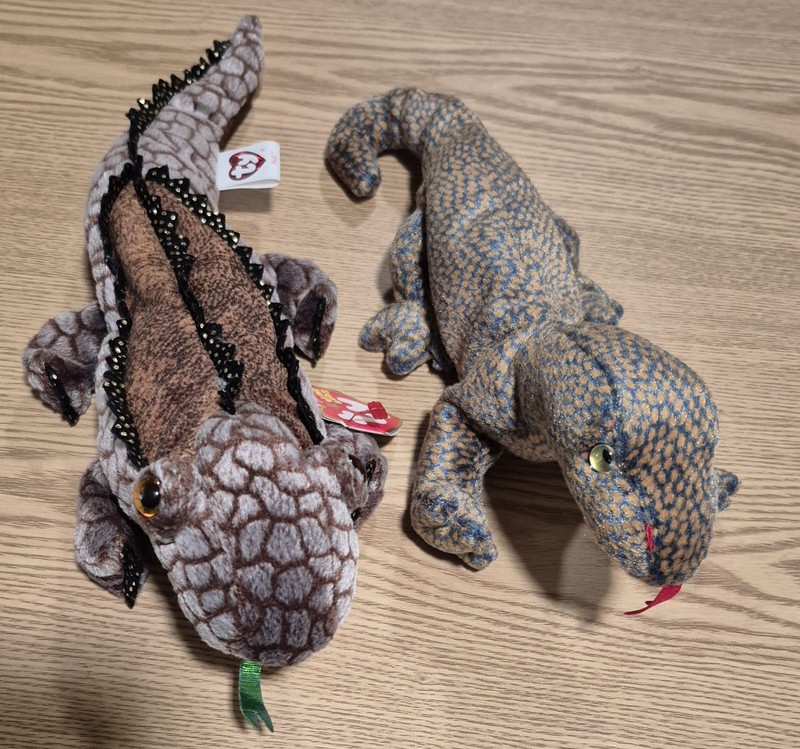 Ty Beanie Babies Lot Of Two  BALI Komodo Dragon 2004 & SCALY Lizard 1999 MWMTS