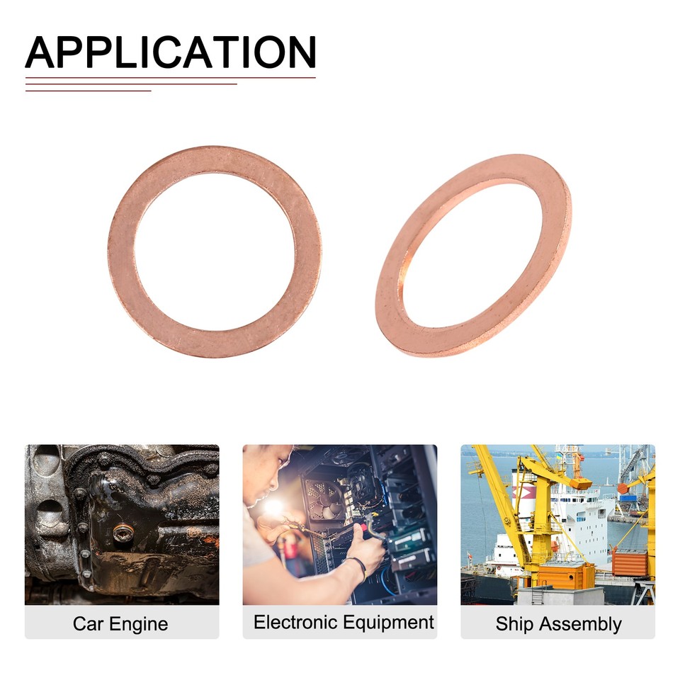 20-Pack Brass Sealing Washers 6.3x12x1.5mm - Flat Ring Gaskets For M6 Screws