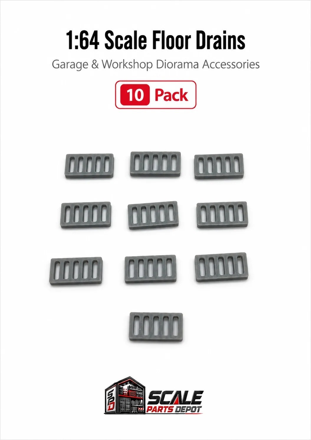 1:64 Scale Small Floor Drains Garage Workshop Diorama Accessories 10 Pack