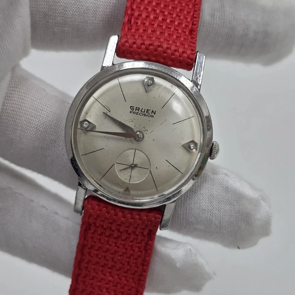 Bisel vintage de acero inoxidable para hombre de precisión verde 10 k RGP esfera de diamante Cal 510 17J Foto 2 de 4