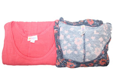 LuLaRoe Women's Tops Set of 2 Blouses Tank Top Shirts Large Gray Coral Flowers