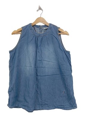 EMILY VAN DEN BERGH ärmellose Bluse Damen Bluse Gr. DE 40 blau Casual-Look