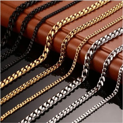 Edelstahl Panzerkette Silber Gold Schwarz 45-60cm Damen Herren Kette Robust 