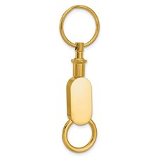 Gold-tone Engravable Oval Double Valet Key Ring