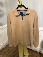 U.S. Polo Assn 1/4 Zip Sweater Men's Size M Camel Pullover Ribbed Mock Neck