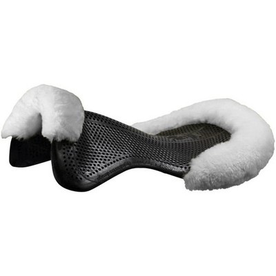 Sattelpad, Gelpad, Acavallo AC168 THERAPEUTIC mit Lammfell - black-weiß ,Gr. M