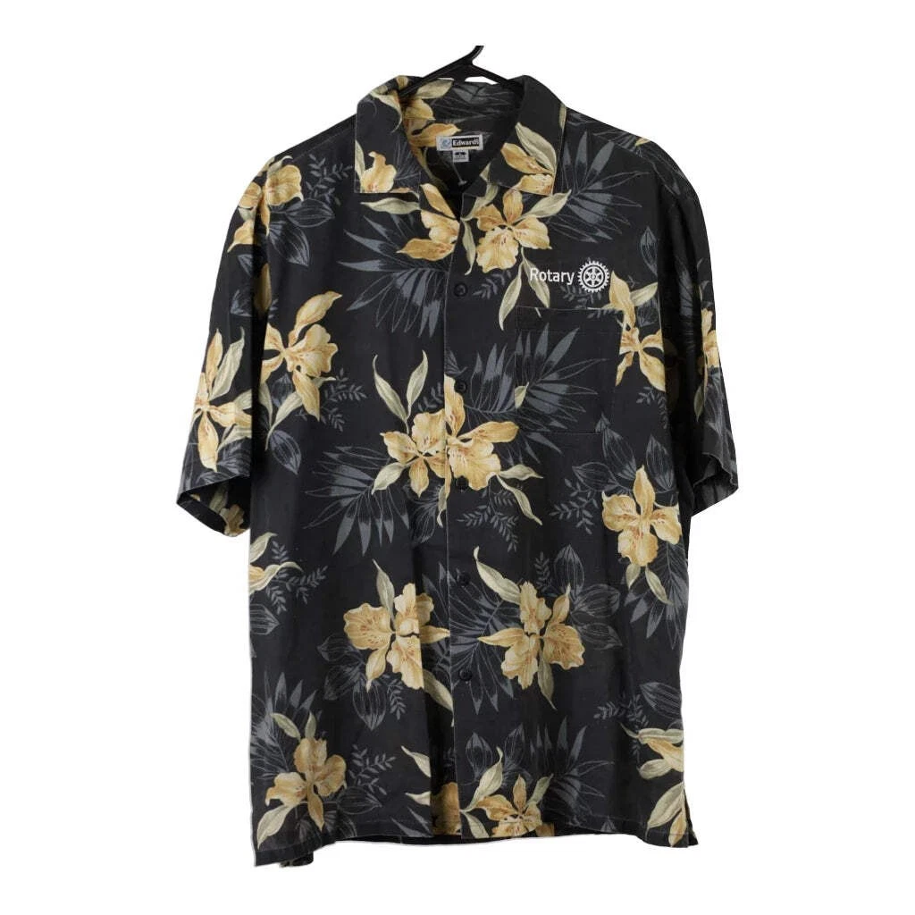 Edwards Floral Hawaiian Shirt - Large Black Viscose Blend