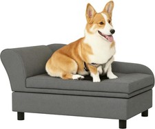 Pet Sofa Dog Couch Elevated Pet Bed for Small Dogs W/ Hidden Storage Soft Tufted