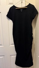 Isabel Maternity by Ingrid & Isabel Black Solid T-Shirt Dress Round Neck M