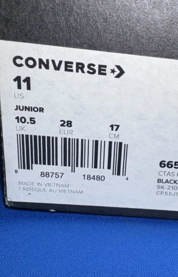 Zapatilla deportiva Converse Chuck Taylor All Star unisex junior talla 11 negra tejida nueva en caja  Foto 3 de 4