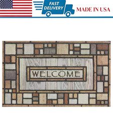 23x35 Inch Rustic Welcome Outdoor Door Mat Natural Look Entryway Decor