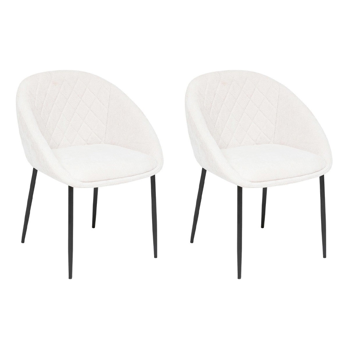 Chaise en chenille beige Seliso lot de 2 pour soulager le dos pendant les repas