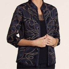Chico s Travelers Collection Navy and Gold Women's Jacket Size 1 - M / 8