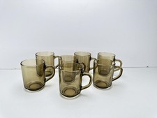 X7 Vintage Arcoroc France Smoked Glass Mugs