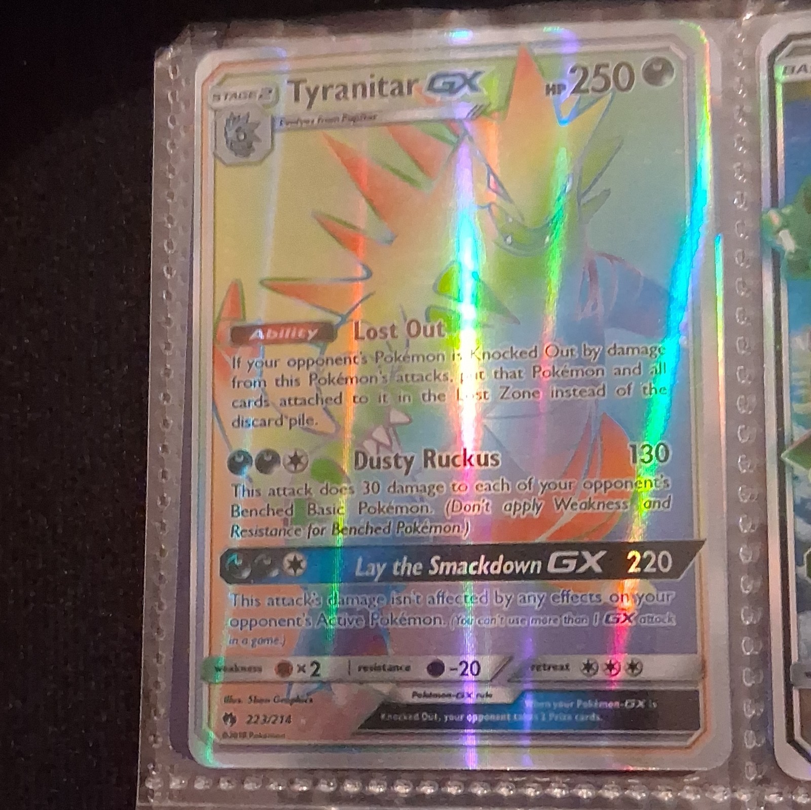 Pokemon TCG Tyranitar GX 223/214 Lost Thunder Holo Secret Rare 250HP