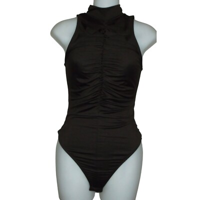 Rue21 Bodysuit Size Small Brown High Mock Neck Sleeveless